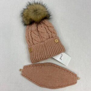 Grace Cable Knit Pom Pom Hat with Ribbed Mask